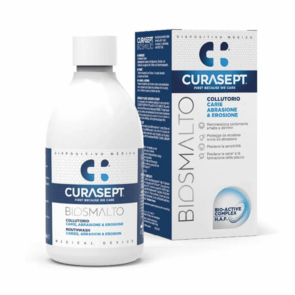 Curasept Kit Biosmalto Protezione Carie Dentifricio 75ml Collutorio 300ml Remineralizzazione Smalto