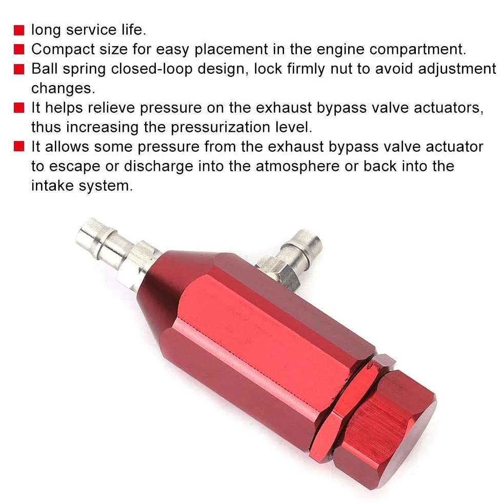 Controller Turbo Boost, Qii lu Regolatore per turbocompressore per auto, Regolatore boost PSI universale 1-30psi a ciclo chiuso regolabile manualmente(Rosso)