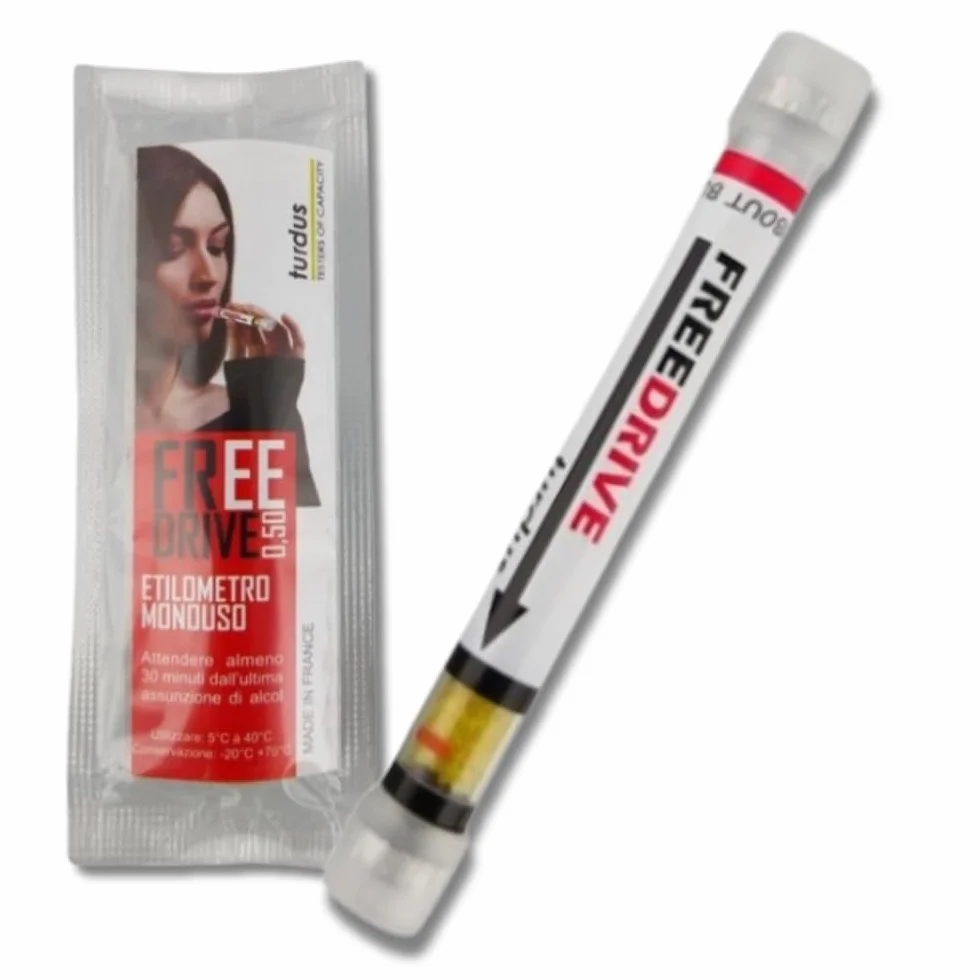 GEF Medica 50 Etilometri Monouso a Fiala Freedrive Test Alcol Senza Palloncino Precisione 100% Brevetto Turdus Soglia 0,50 g/L
