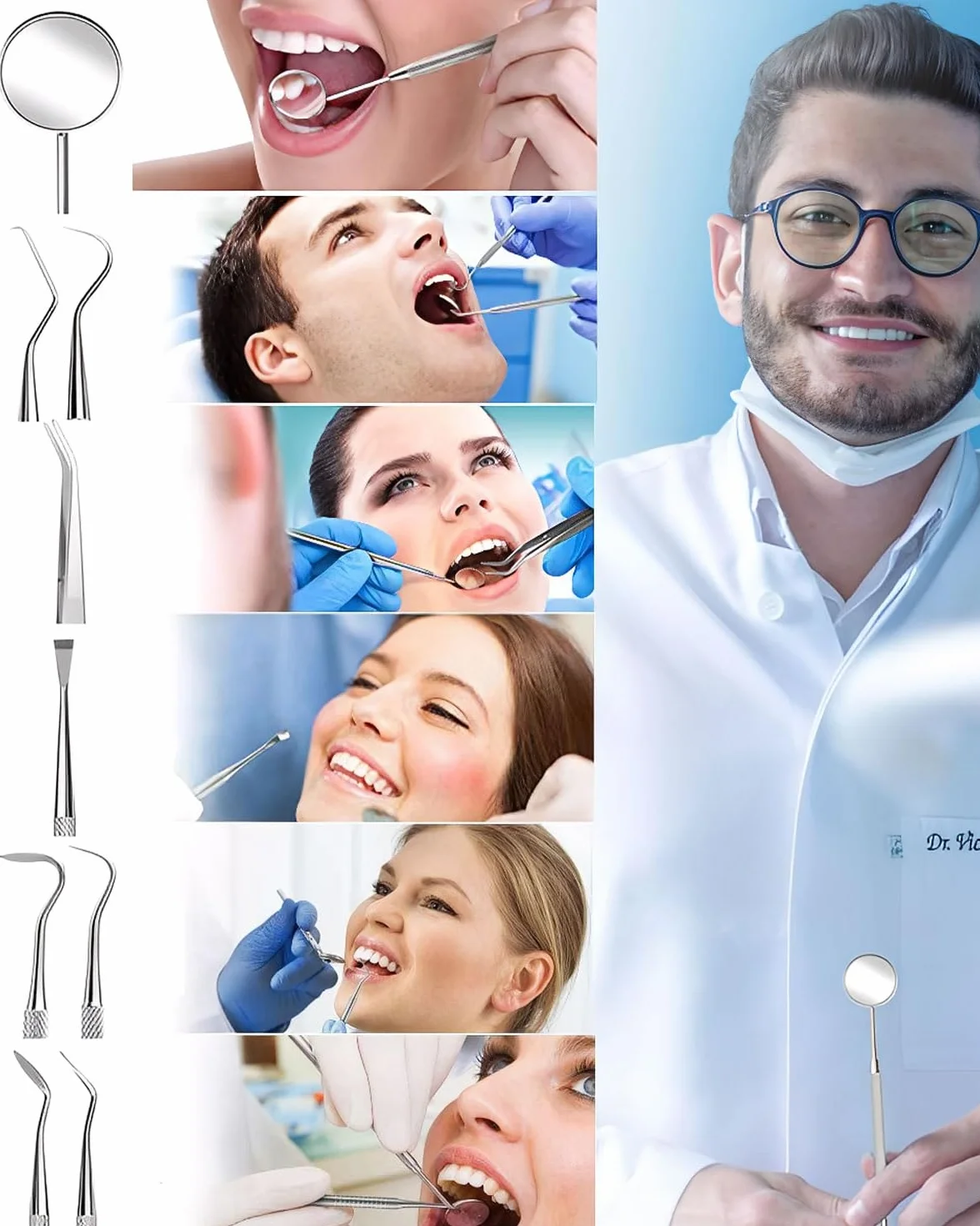 Ablatore tartaro ultrasuoni kit pulizia denti 6PCS