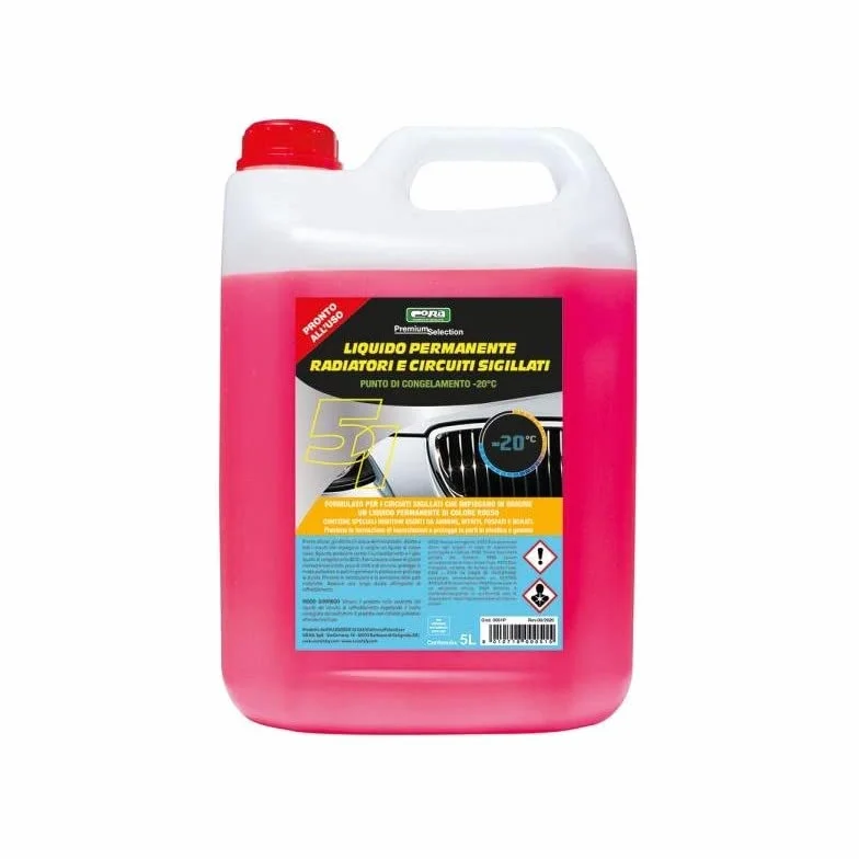 CORA 0051 Liquido Permanente Radiatori e Circuiti Sigillati-20°C, Rosso, 5l