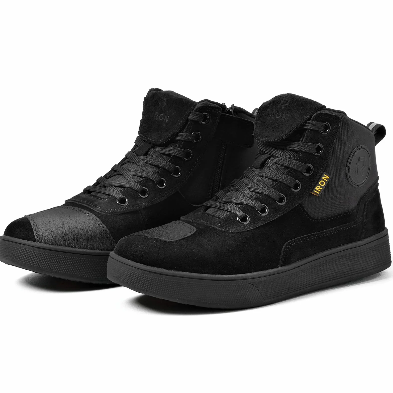 RIDEIRON Scarpe Moto Uomo Donna Conforme CE Stivali Moto,Antiscivolo Rinforzato Suola Ispessita Impermeabili Traspiranti alla Moda con Zip Laterale,Supporto alla Caviglia e Shift Pad Nero 42