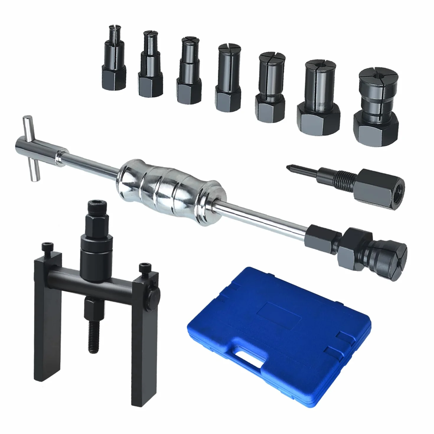 Kit Estrattore Cuscinetti Interni 8-32 mm a 2 Ganasce Foro Cieco Martello Scorrevole per Bicicletta e Moto