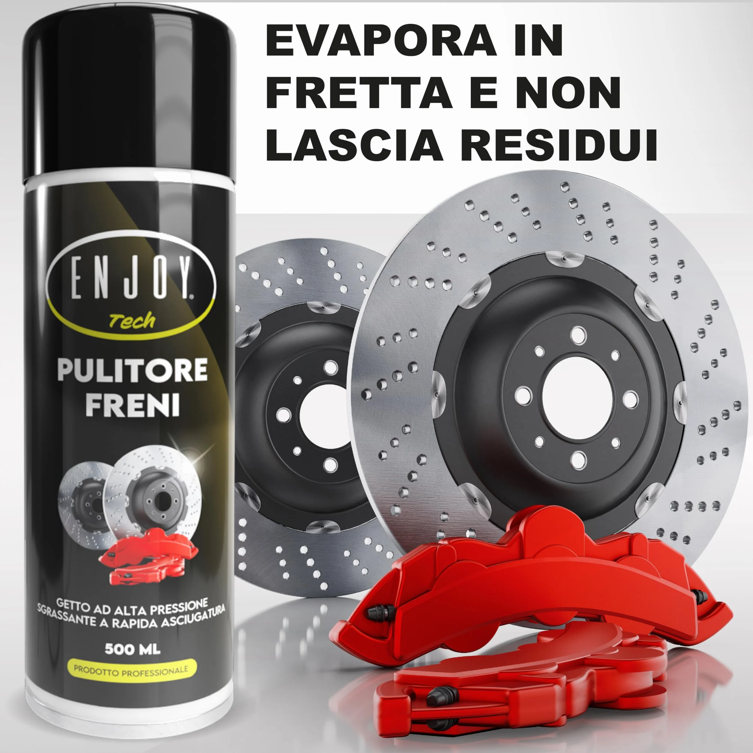Pulitore Freni Spray 500ml Professionale – Sgrassante Rapido per Auto, Moto e Bici – Rimuove Grasso, Olio e Ferodo Senza Residui – Sicuro su Plastiche e Gomma con Valvola 360°