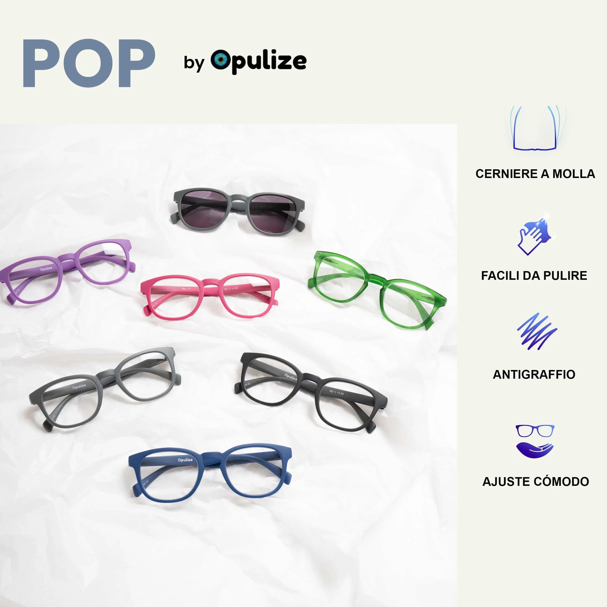 OPULIZE Pop 5 Pacco Occhiali Da Lettura Con Lettore Sole Retrò +2,00