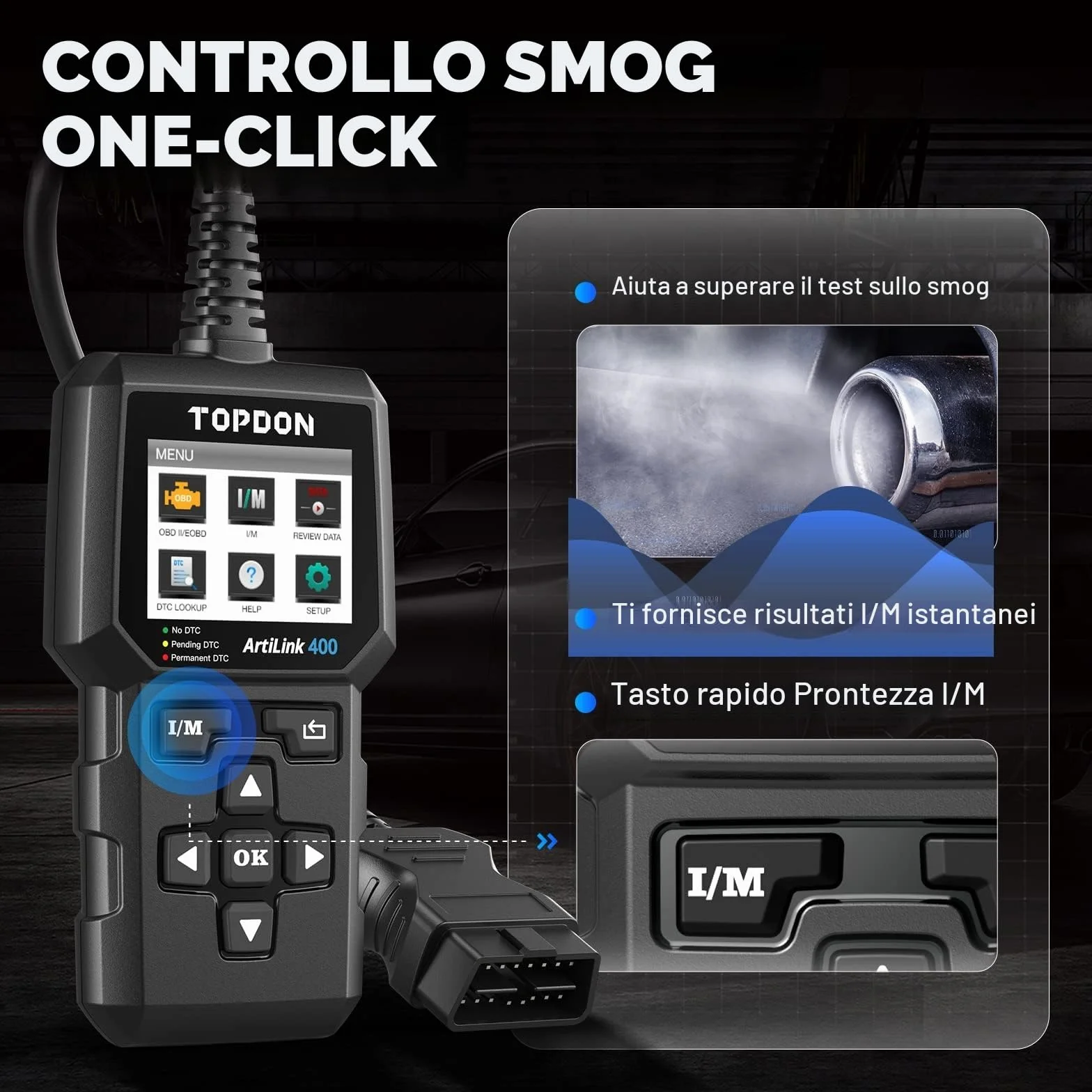 TOPDON AL400 Lettore OBD2 10 Funzioni Test Emissioni Sensore O2 EVAP