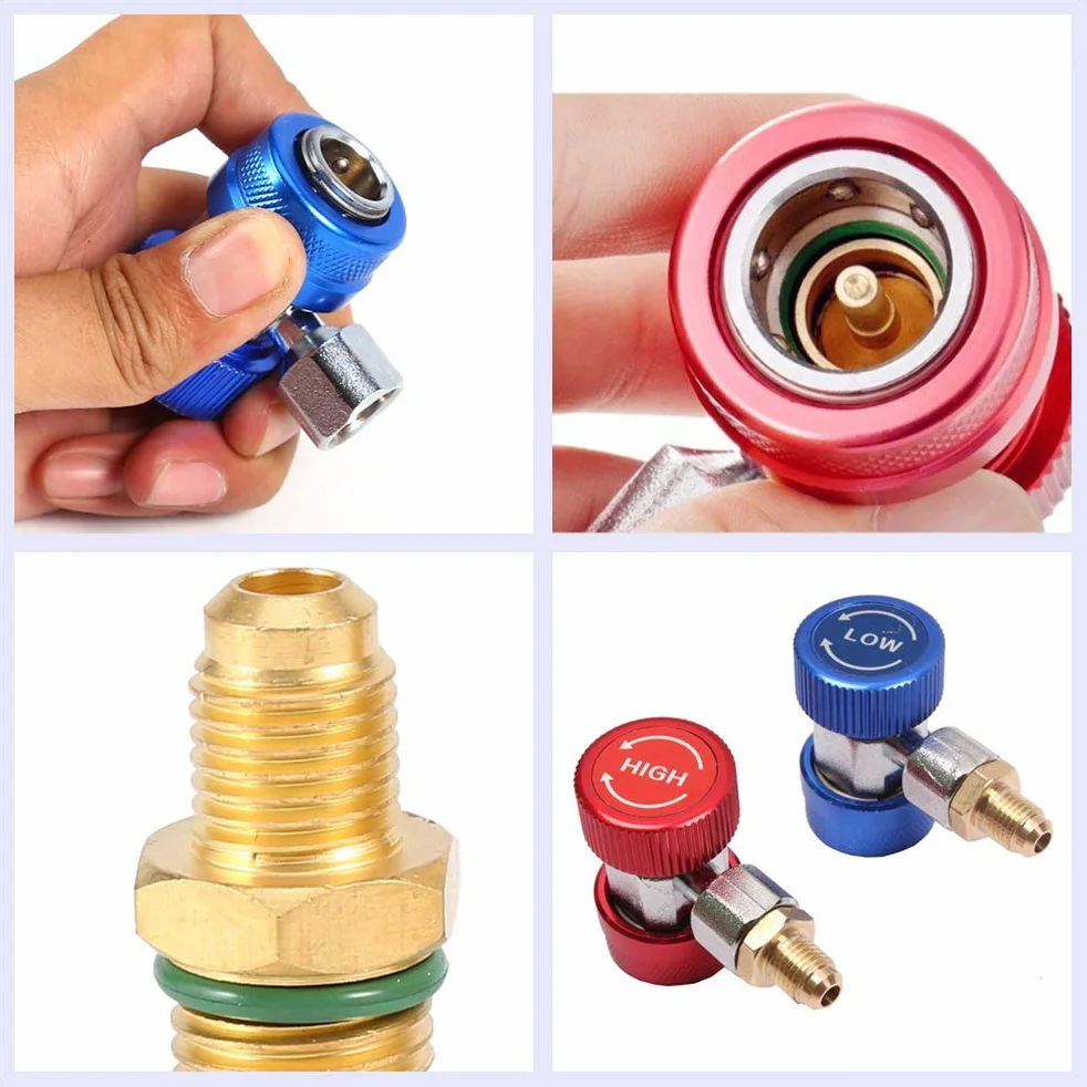 Kit di conversione aria condizionata HVAC auto Youngine Attacco rapido R134A 1/4" SAE alta e bassa pressione