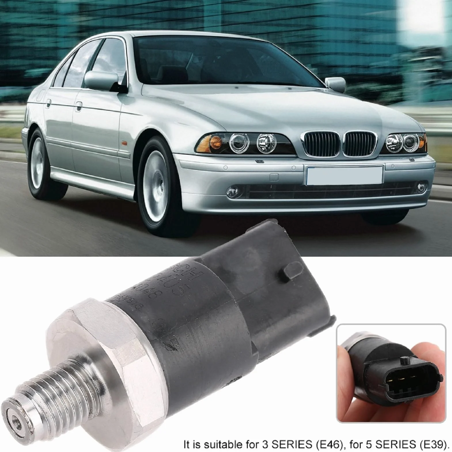 Sensore Pressione Carburante, 0281002405 Sensore Pressione Rail Olio Produzione Professionale Adatto Per 3 5 7 X5 2.5 3.0 D XD