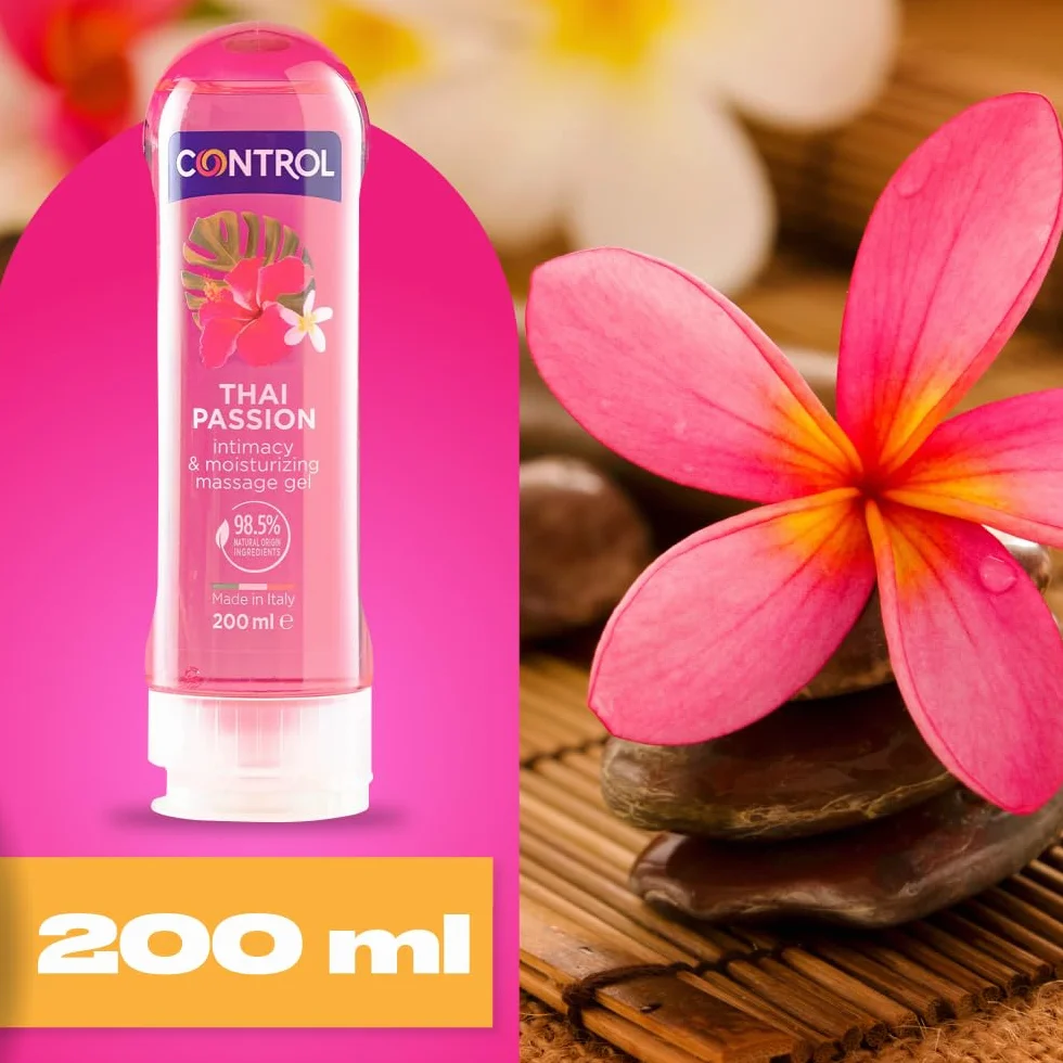Control Thai Passion Gel Massaggio 2 in 1 A Base D'Acqua All'Aroma Di Fiori E Spezie 98,5% Ingredienti Naturali 100% Made in Italy 200 ml