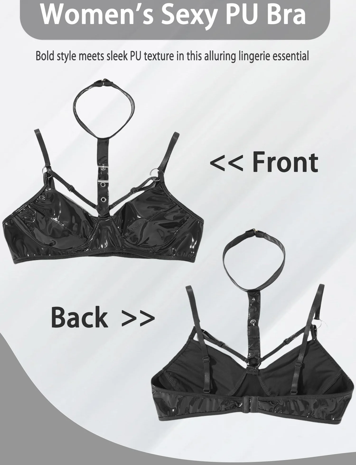 Maeau Reggiseno sexy da donna in lattice discoteche S-XXL M-3XL