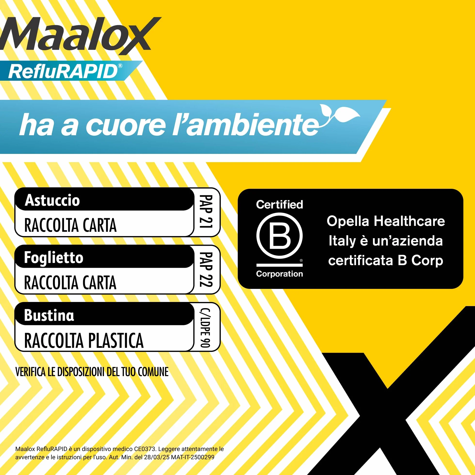 Maalox Reflurapid 20 Bustine Gusto Menta - Blocca Reflusso Gastroesofageo, Riduce Bruciore e Acidità di Stomaco, Senza Glutine, Senza Lattosio