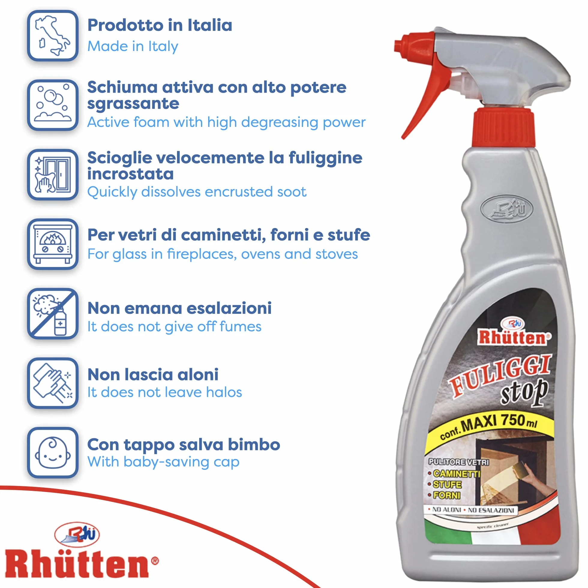 Fuliggi Stop Schiuma Disincrostante Vetri Interni Camini e Stufe 750ml