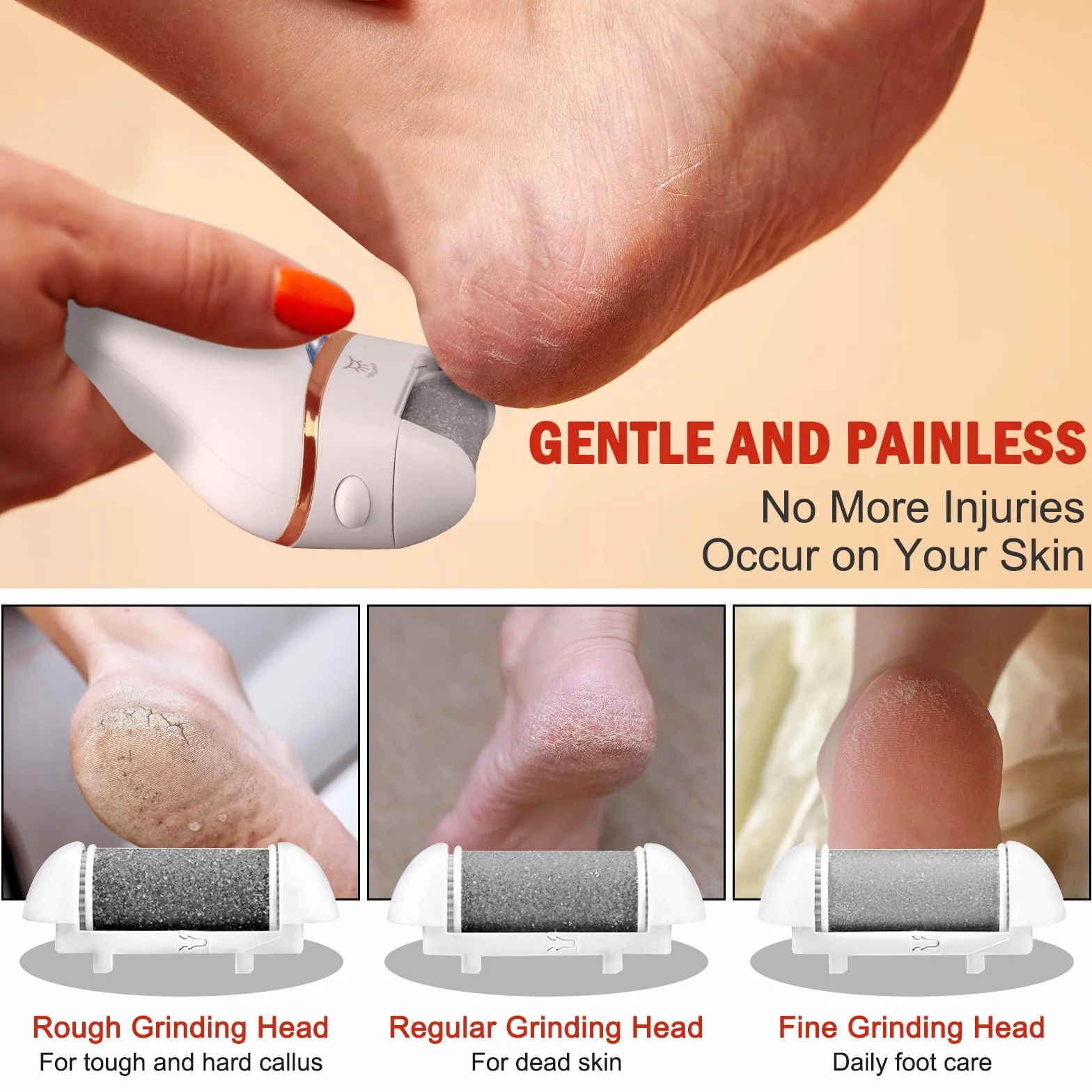 Profesjonalny Pedicure Elettrico - Aottom Piedi Roll Lima Elettrica Ricaricabile con 3 Rulli Ricambio