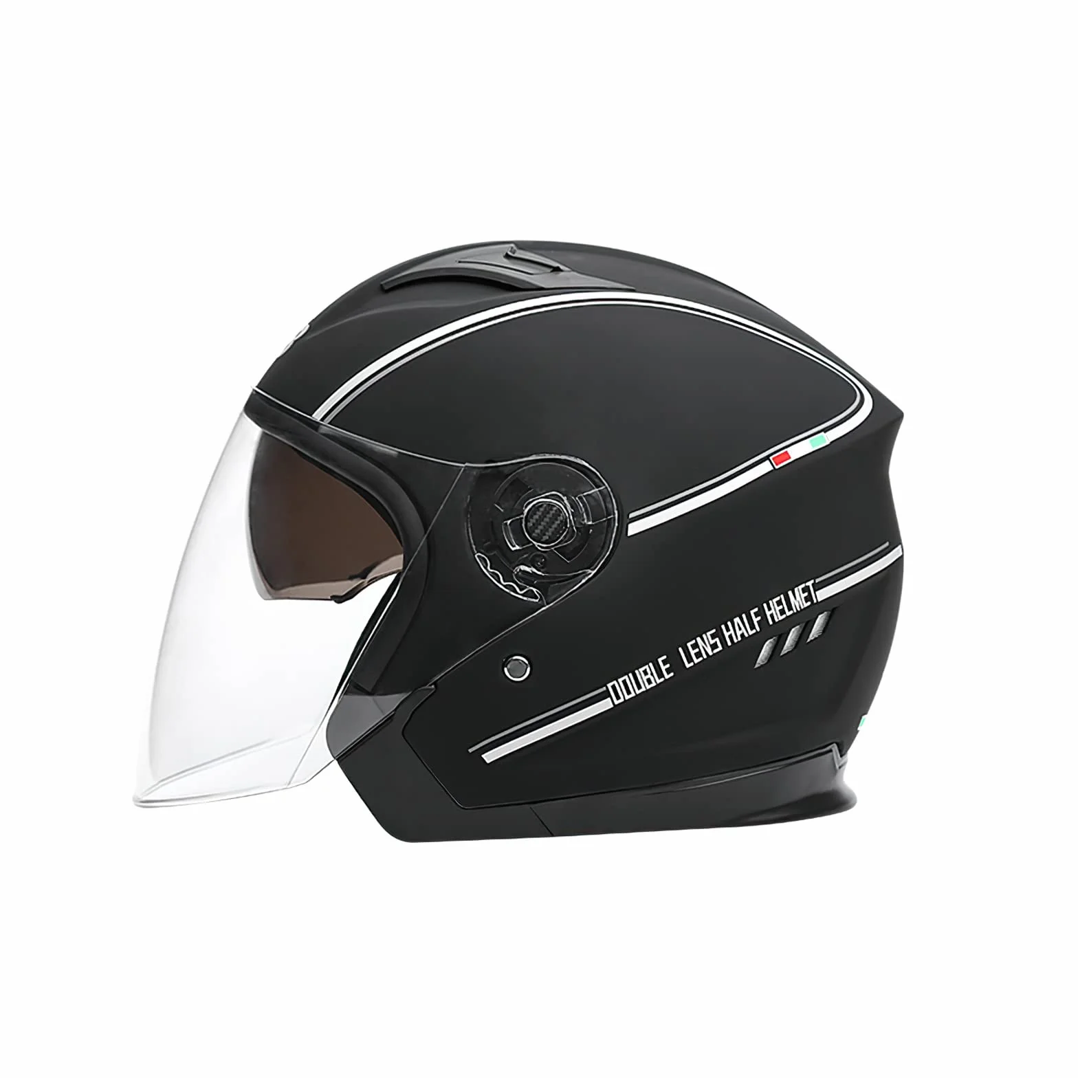 Casco Semiaperto Adulto con Doppia Visiera, Casco Moto Demi-Jet Moto Cross Casco Scooter Caschi Motorino Vintage, Piloto Urbano Helm
