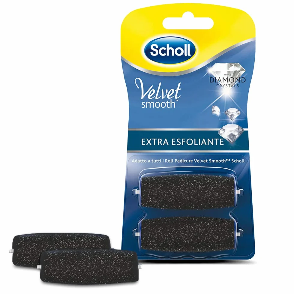 Dr. Scholl's Velvet Smooth Ricariche Testine Extra Esfolianti Cristalli Diamante 2 Pezzi Pedicure Elettrico