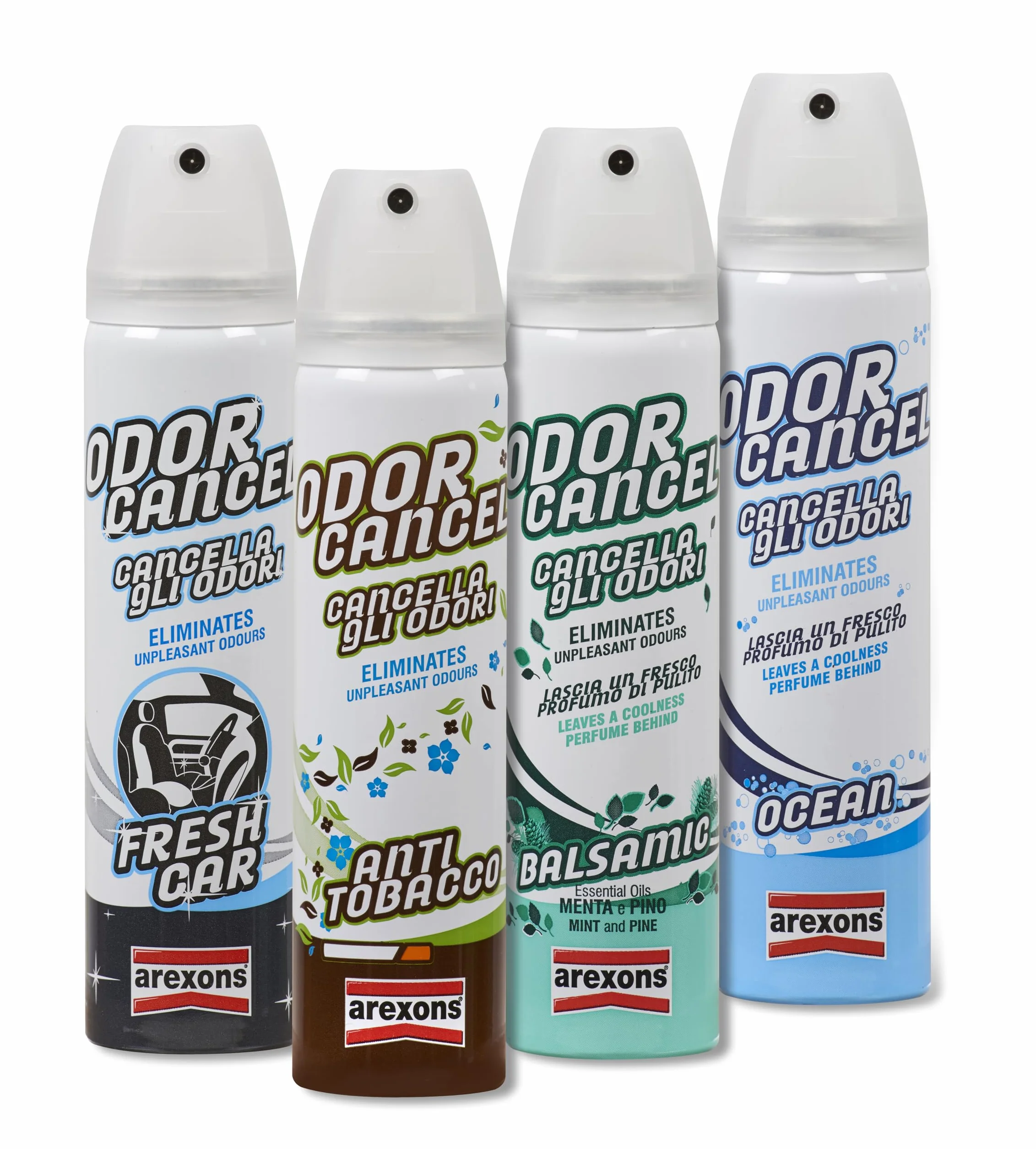 AREXONS ODOR CANCEL 75 ml Igienizzante auto abitacolo Antitobacco elimina odori sanificante superfici tessuto