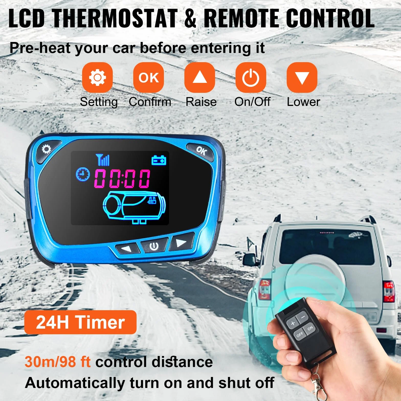 VEVOR Riscaldatore ad Aria Diesel 12V, Riscaldatore di Parcheggio, Riscaldatore per Camion 8KW all in One Interruttore Schermo LCD, Riscaldamento da Parcheggio, Air Heater Diesel 12V 8KW