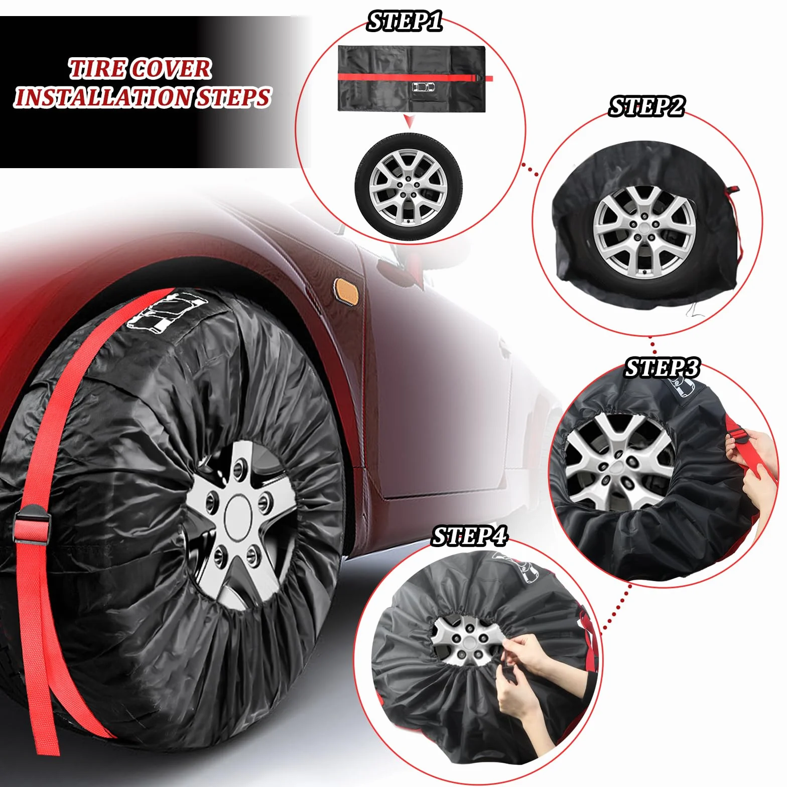 Copri Pneumatici Auto 4 Pezzi 18-22 Pollici Copri Gomme da Garage Copriruote Auto