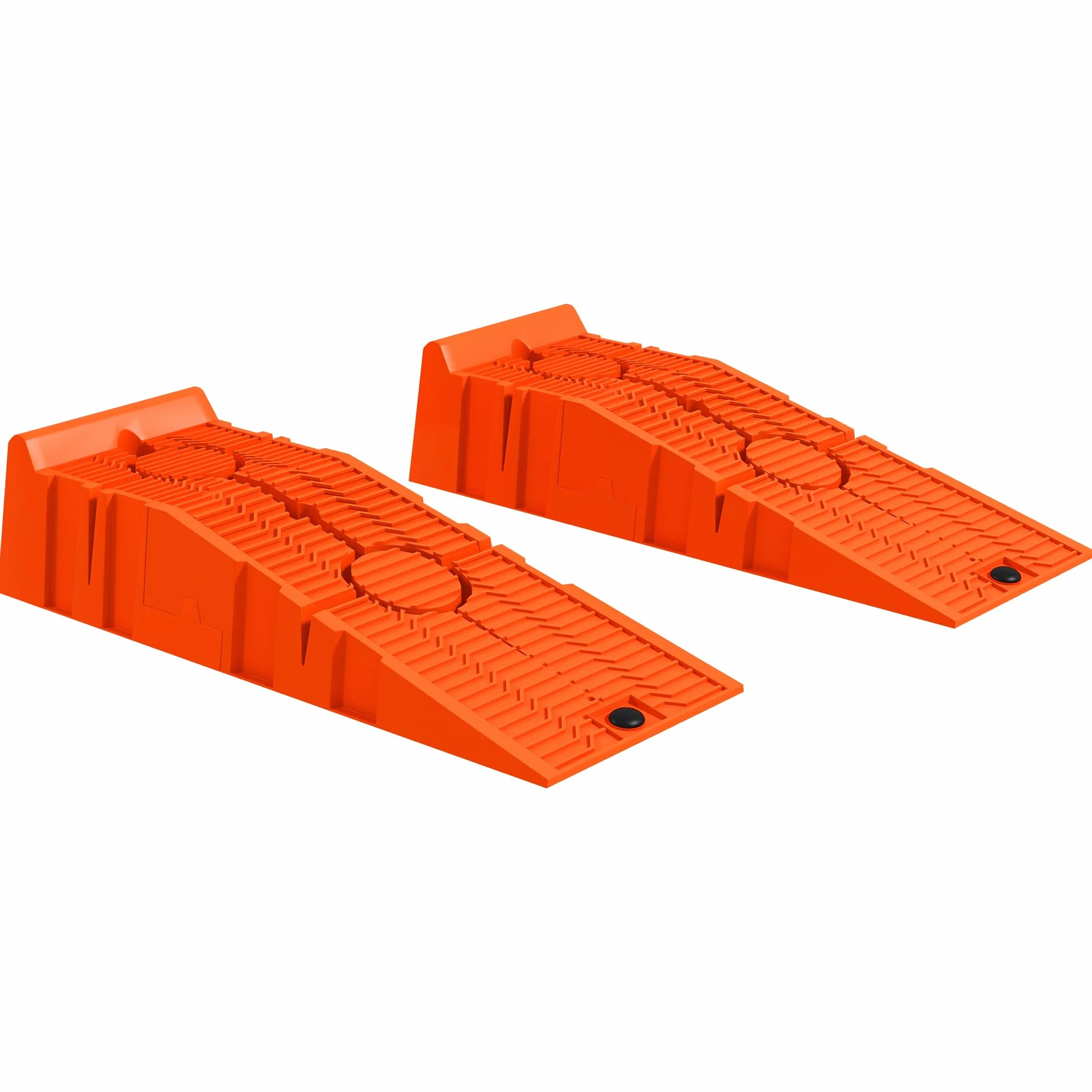 DURHAND Set 2 Rampe di Carico per Auto in Plastica con Carico Massimo 5 Tonnellate, Pedane per Auto Salvaspazio per Manutenzione, 91x30x21 cm, Arancione