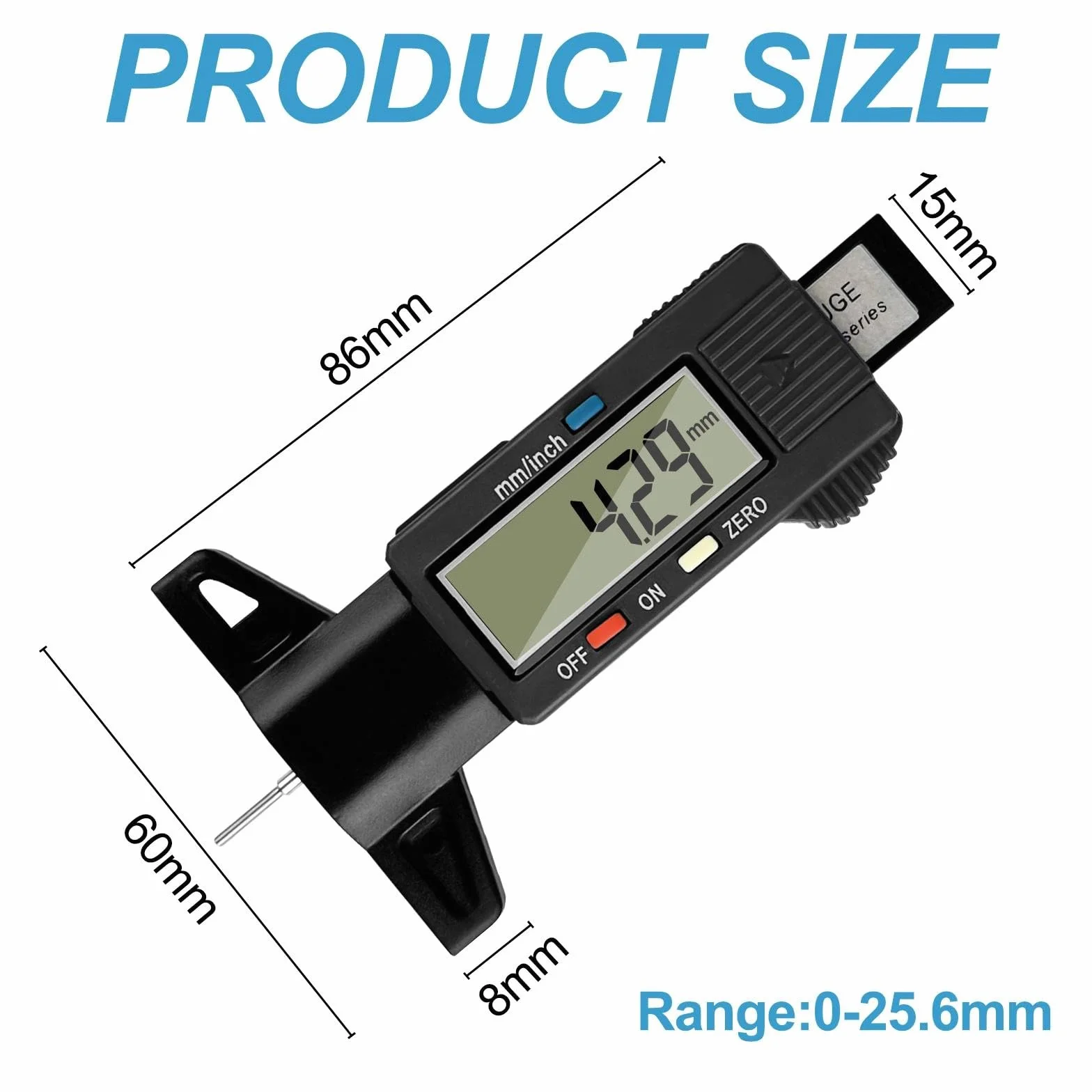 Gvolatee 2 pezzi Misuratore Battistrada Pneumatici Digitale con LCD Display, Profondimetro per Auto, Furgoni, Camion e Moto