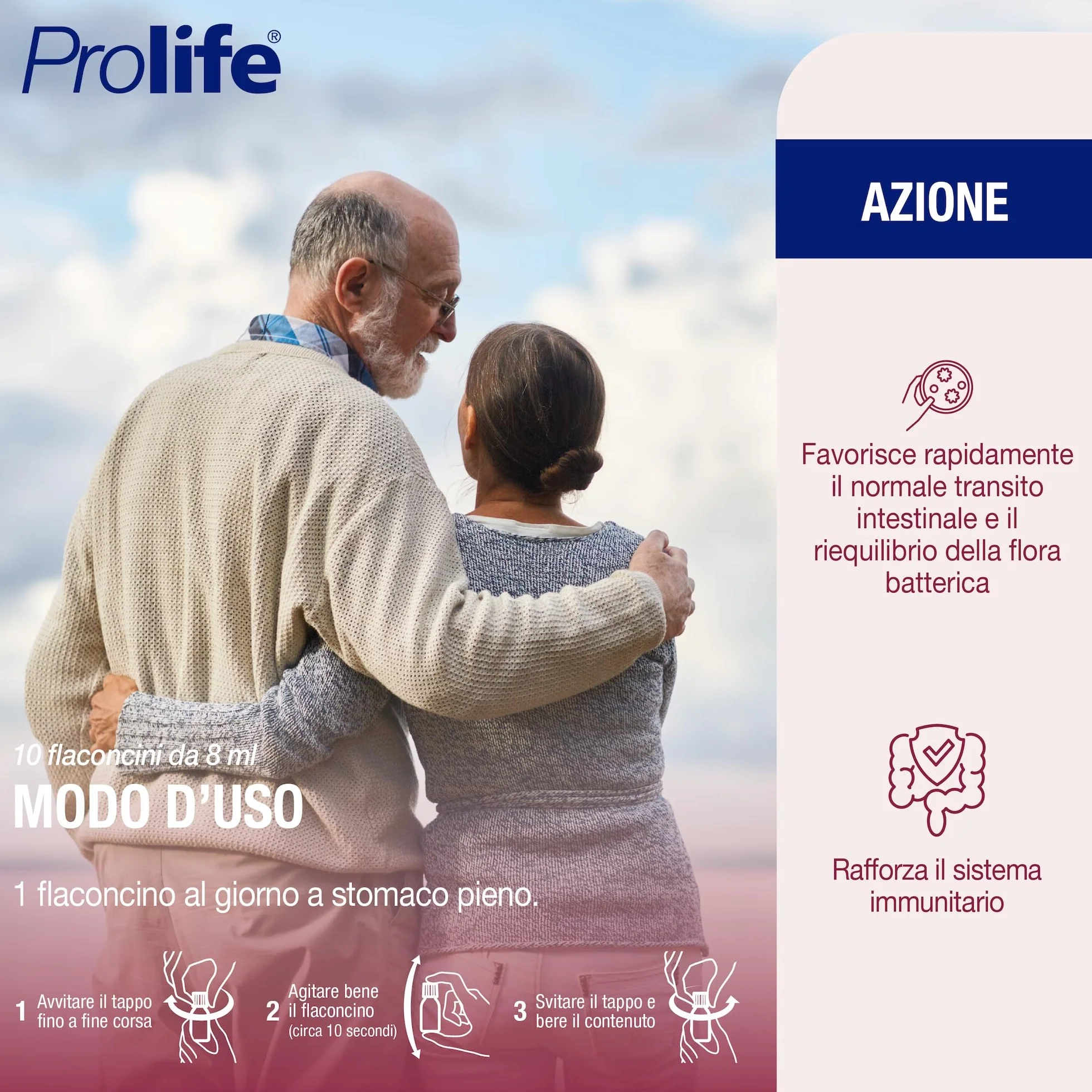 Prolife 10 Forte Integratore Probiotici 10 Miliardi 10 Flaconcini 8 ml Senza Zuccheri Stevia