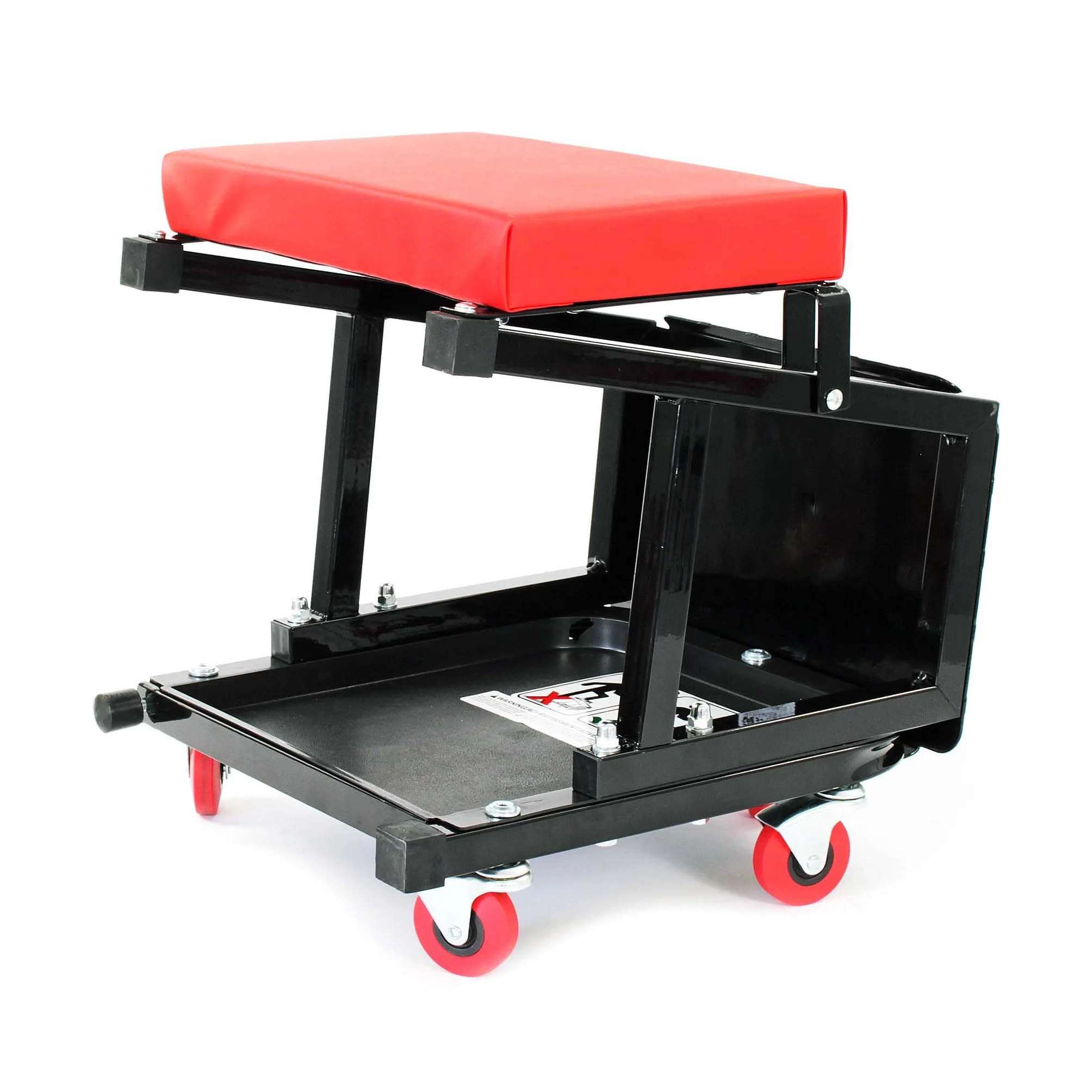 Wiltec Sgabello da Officina con Ruote 2in1 Portata 160 kg carrello e scaletta