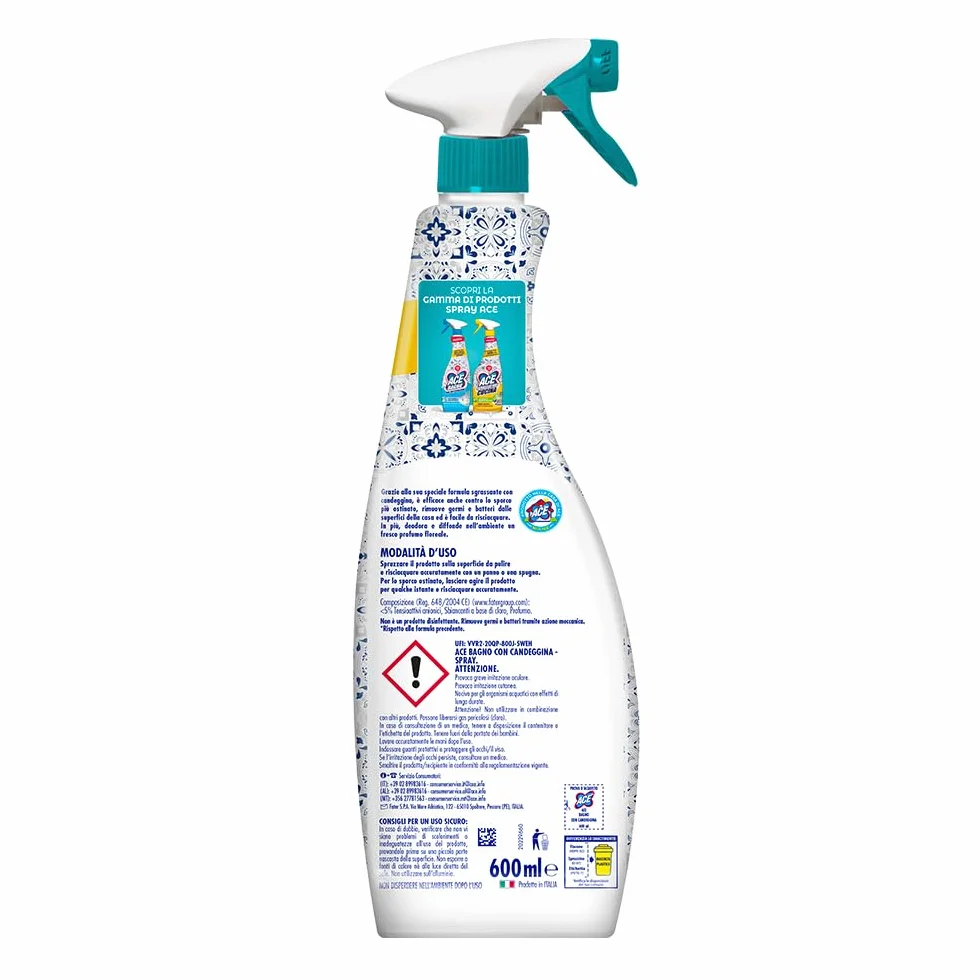 ACE Spray Sgrassatore Bagno con Candeggina, 600ml