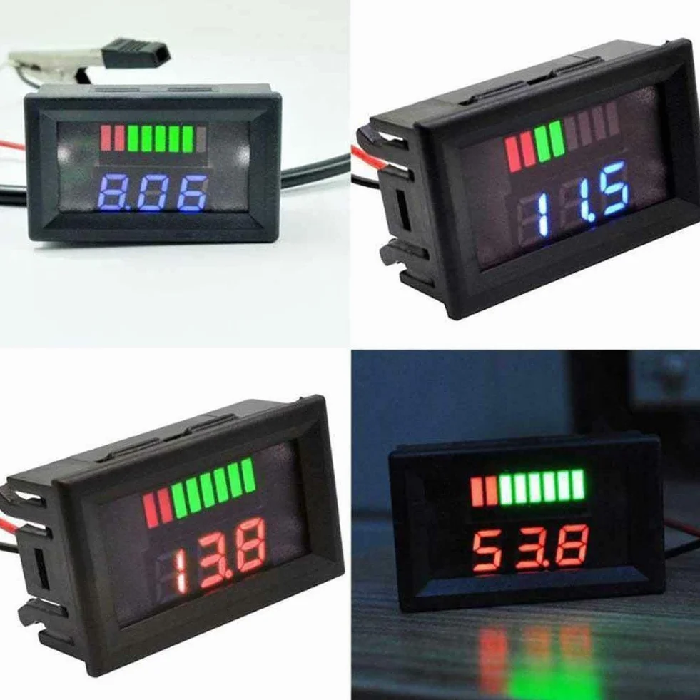 ARCELI Car Marine Moto LED Voltmetro digitale Voltmetro Indicatore di livello batteria 12V-60V (rosso)