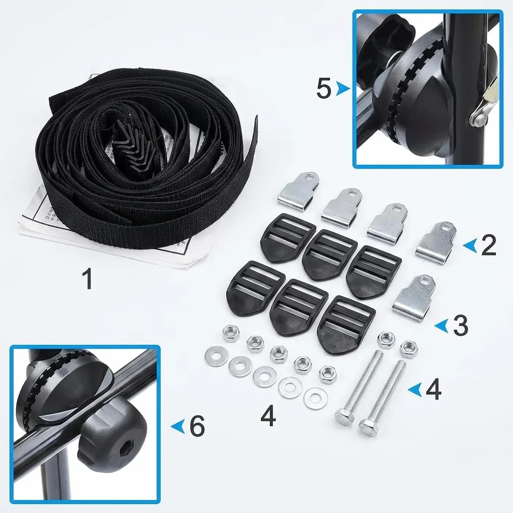 Susy Shop Portabici Posteriore Universale per Auto, Capacità 3 Biciclette, 40 kg, Pieghevole, Acciaio con Fasce in Nylon e Ganci