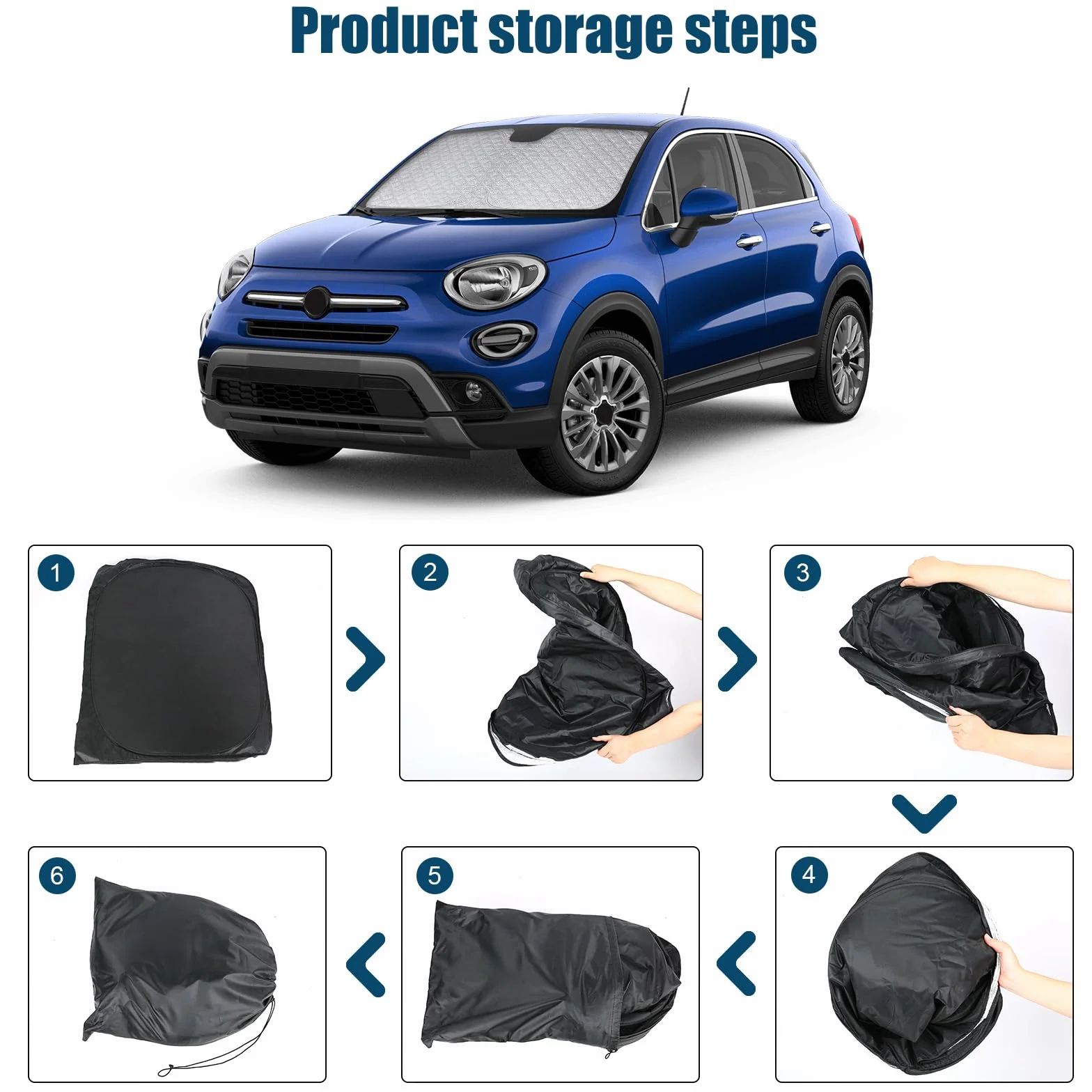 Parasole Auto Parabrezza Interno per Fiat 500X 2015-2026, Parasole per Parabrezza Anteriore, Pieghevole Blocca i Raggi UV Sun Visor Protector