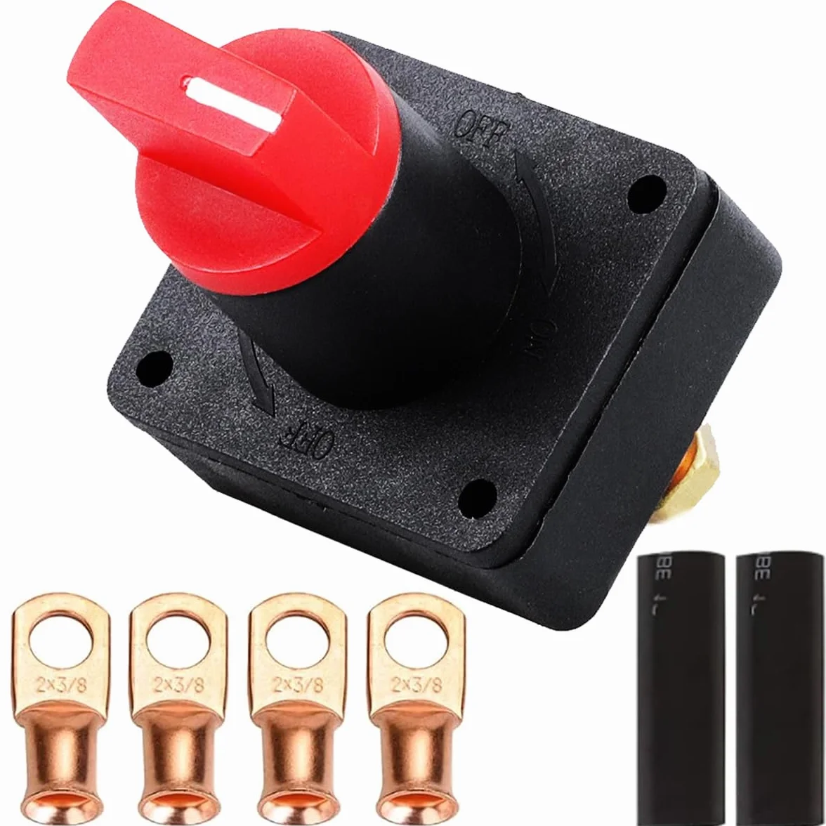 Greluma 1 pezzo Isolatore rotante di disconnessione della batteria, interruttore di interruzione dell'alimentazione da 12-24 V per auto, barca, furgone, camion, camper, roulotte