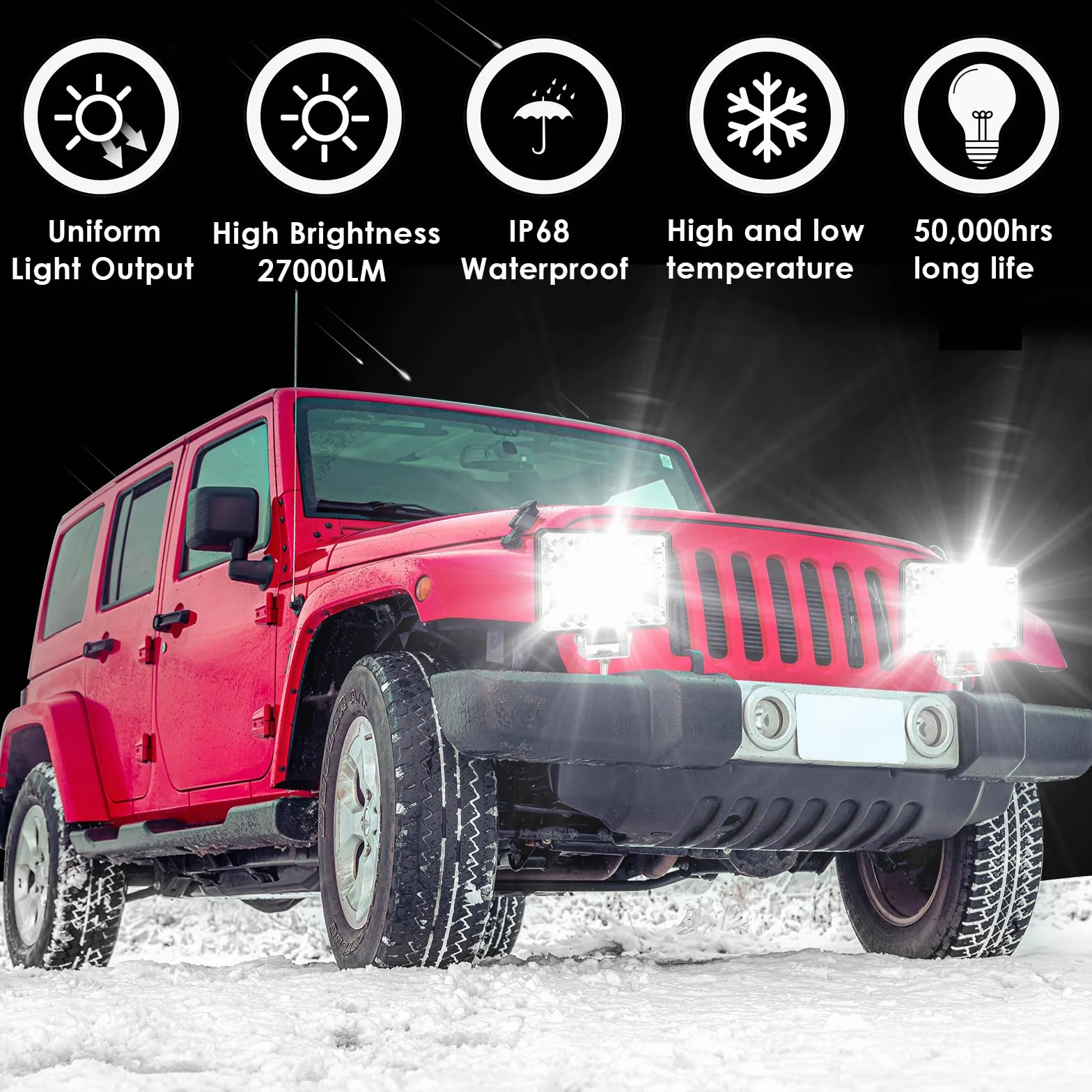 Faro da Lavoro LED 12V 24V 33200 lm 304W IP68 Impermeabile 6000K Spot Luci per Auto Moto ATV SUV Trattore