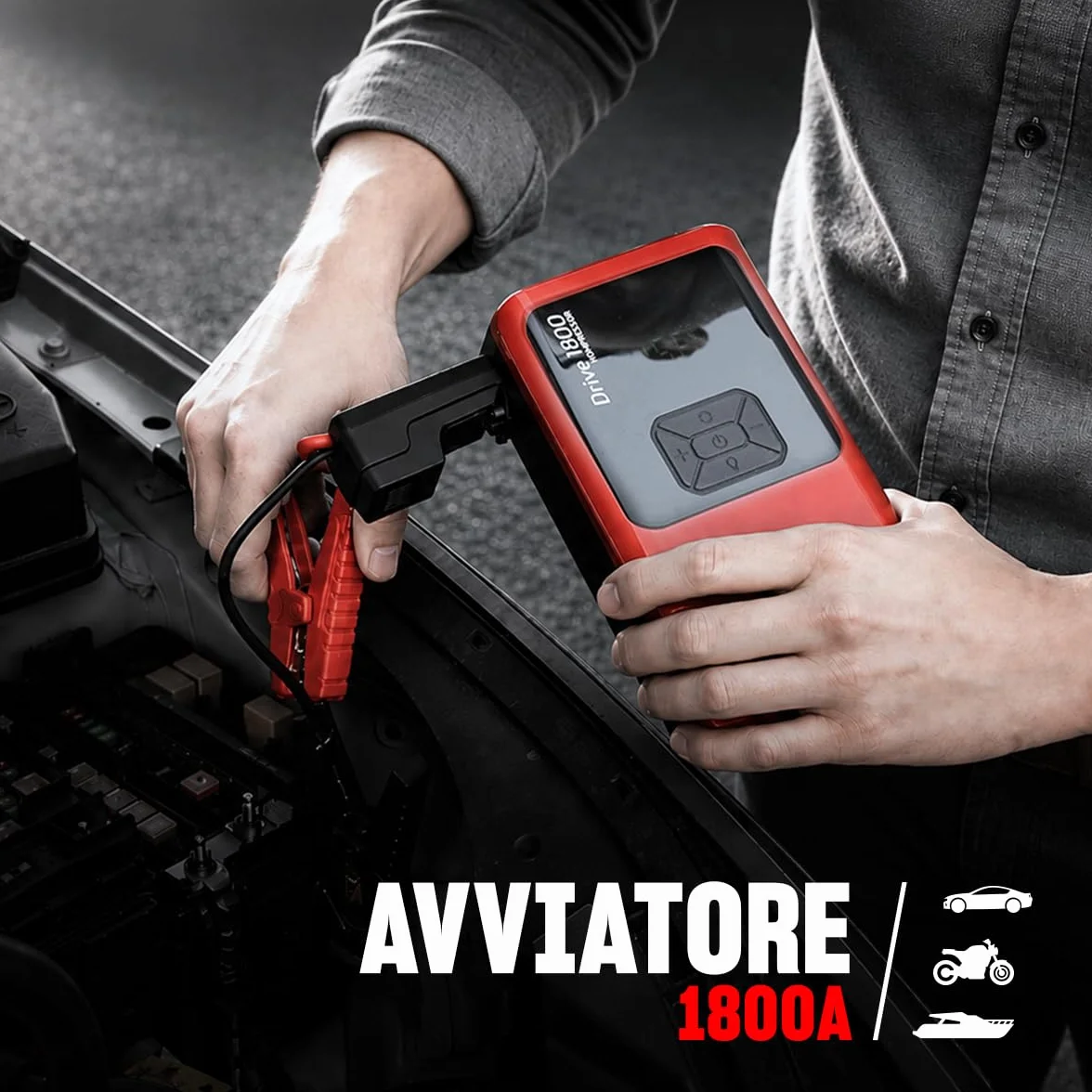 Telwin Drive 1800 Kompressor Avviatore Booster Multifunzione 12V Portatile Ultracompatto 1800A