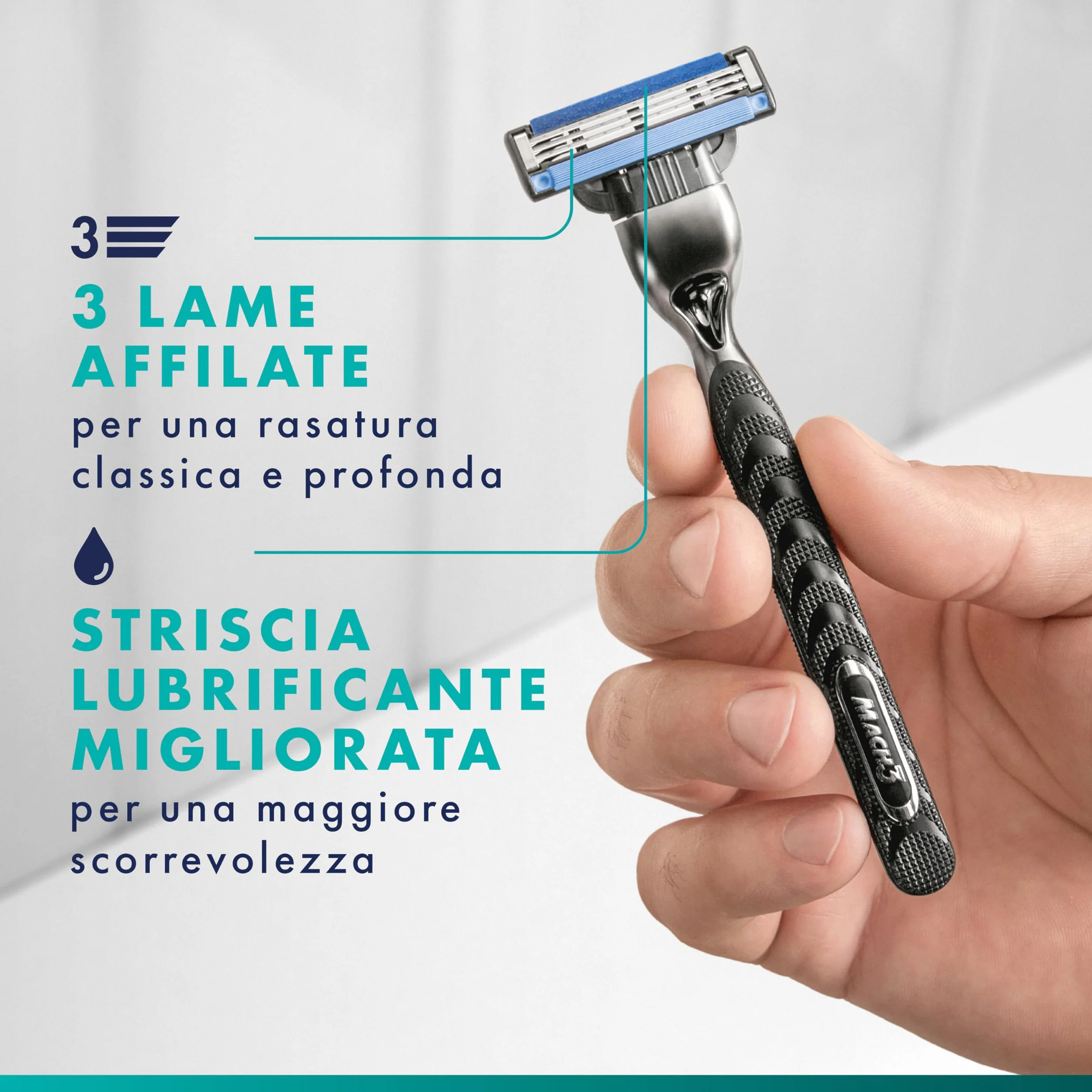 Gillette Mach3 Base 20 Lametta di Ricambio per Rasoio Barba, Striscia Lubrificante