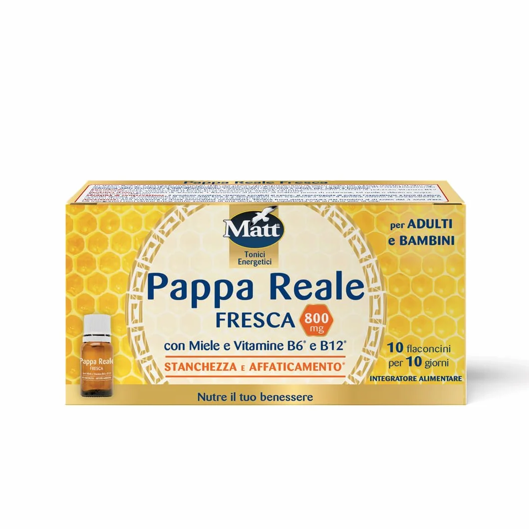 Pappa Reale Fresca Integratore Alimentare Miele con Vitamina B6 e B12 10 Flaconcini da 8ml