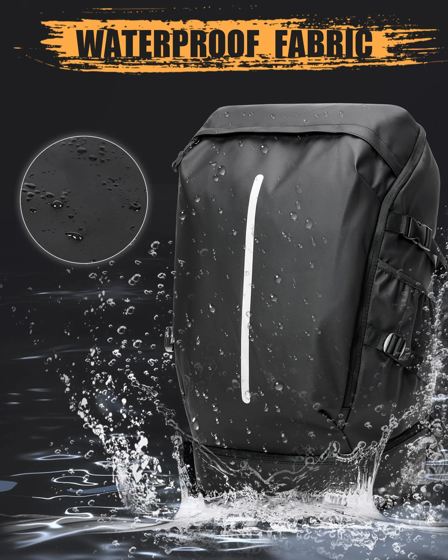 Zaino da Moto Impermeabile Grande con Scomparto per Scarpe, Nero
