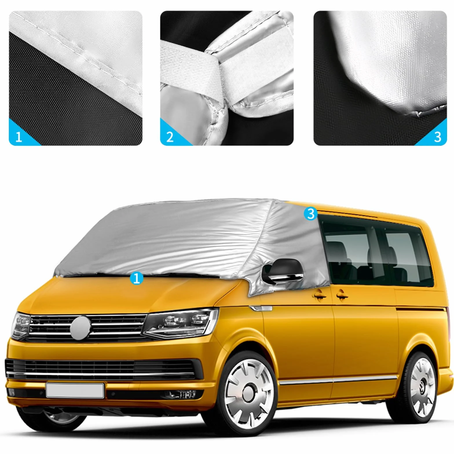 Copertura Termica Esterna per Parabrezza VW Transporter T6 Antigelo Pieghevole Argento