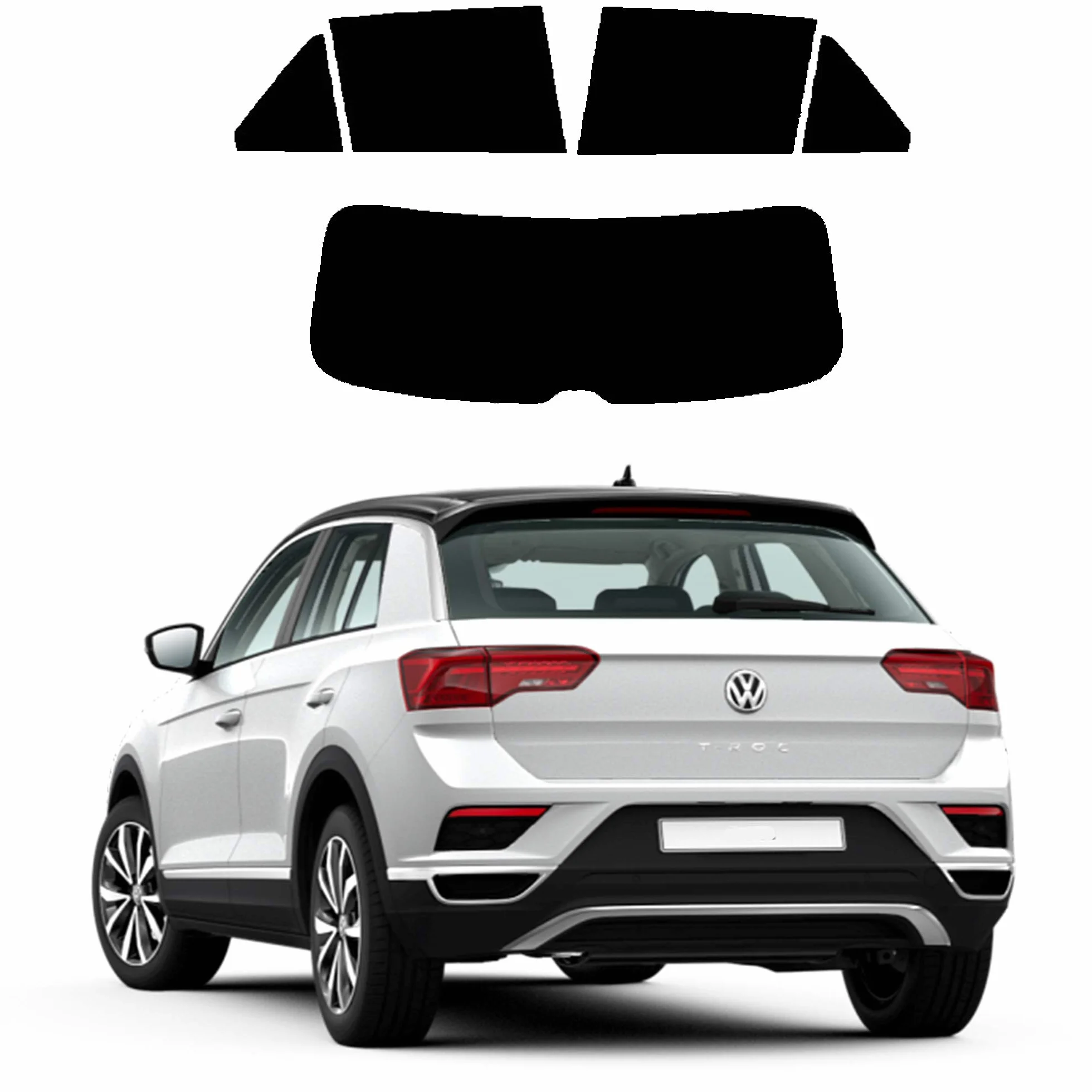 Generico Pellicole Oscuramenti Vetri Compatibile con Volkswagen T-ROC dal 2018 ad Oggi PELLICOLE VETRI Neri Pre-Tagliate LOLLOMOTO (20% (Scura))