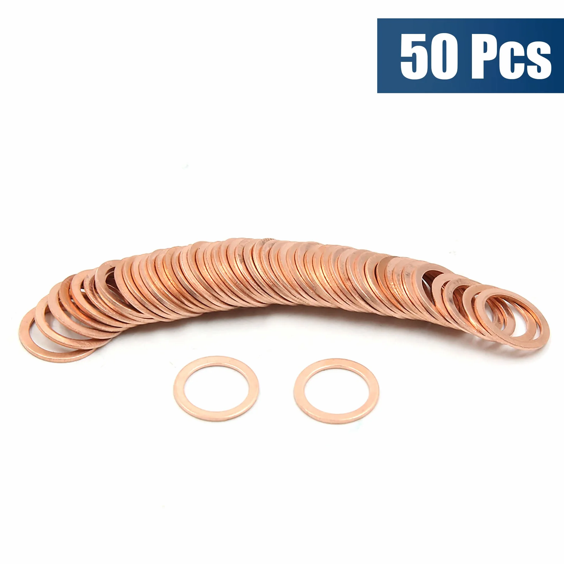 sourcing map 50 PCS 13 mm Diametro Interno Guarnizione di Motore di Auto rondella Piatta di Rame