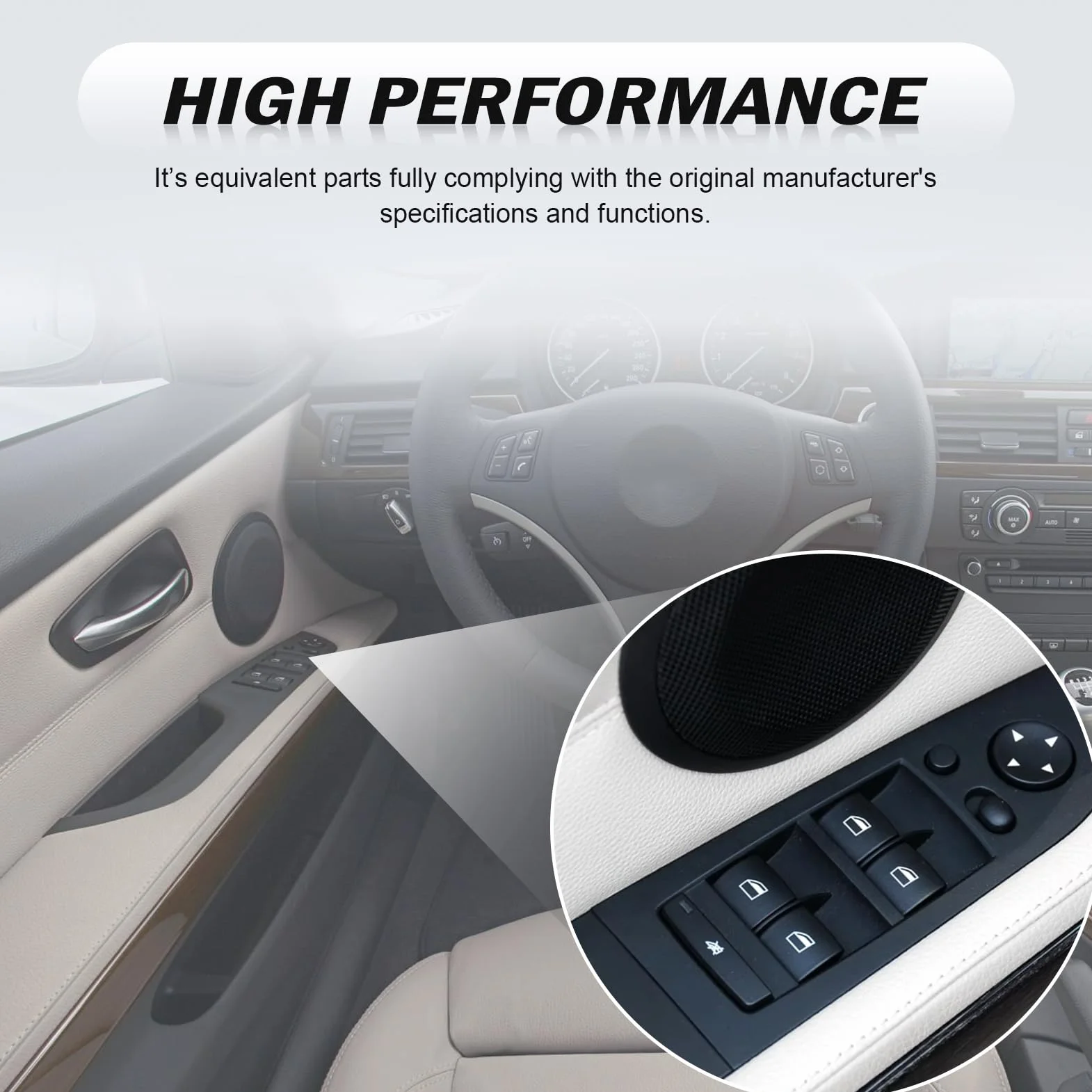 Interruttore alzacristalli anteriore sinistro per Serie 3 E90 E91 2004-2012 | 8 pulsanti | 18 pin | Compatibile con 316, 318, 320, 323, 325, 328, 330, 335 | Ricambio per 61319217333 61319132136