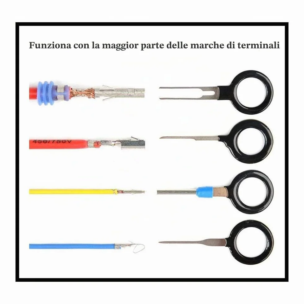 CESFONJER 11 Pezzi Strumenti di Rimozione Terminale, Pin Rimozione Cablaggio Terminale con Portachiavi per Auto, auto cablaggi elettrici crimpare connettore pin estrattore kit
