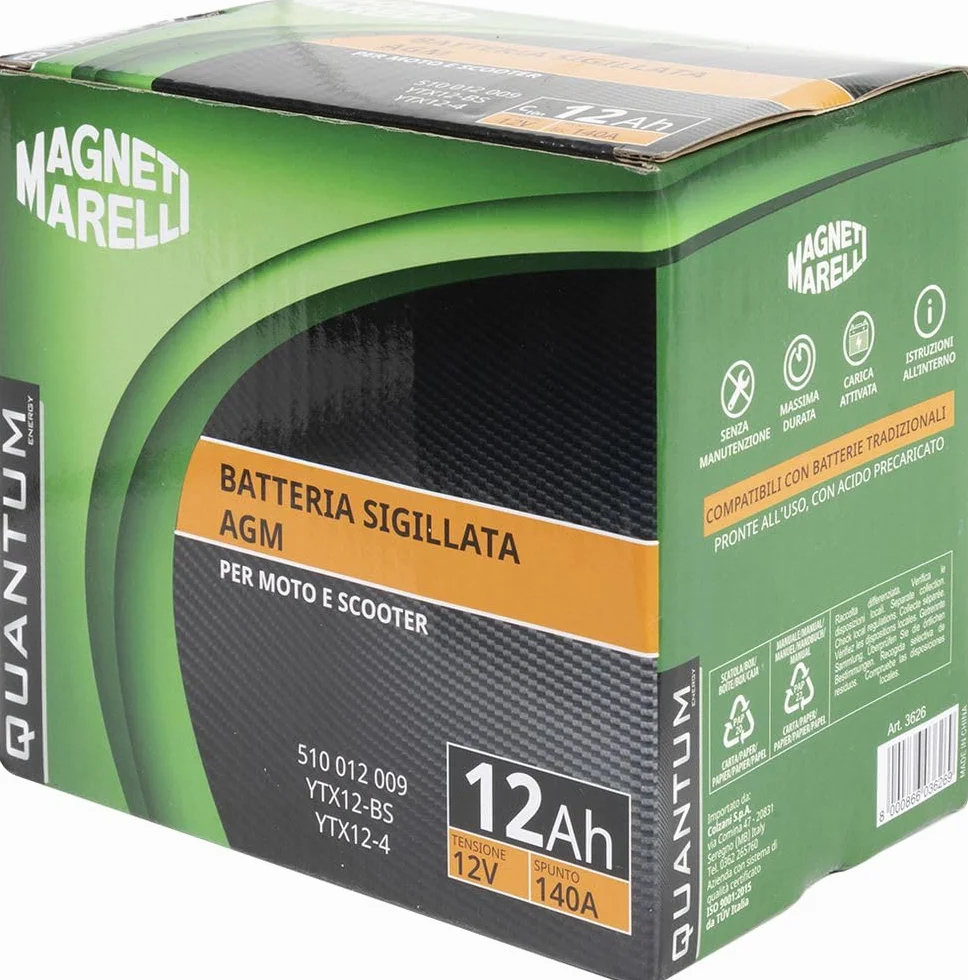 Bateria Quantum-Marelli 12ah AGM bezobsługowa