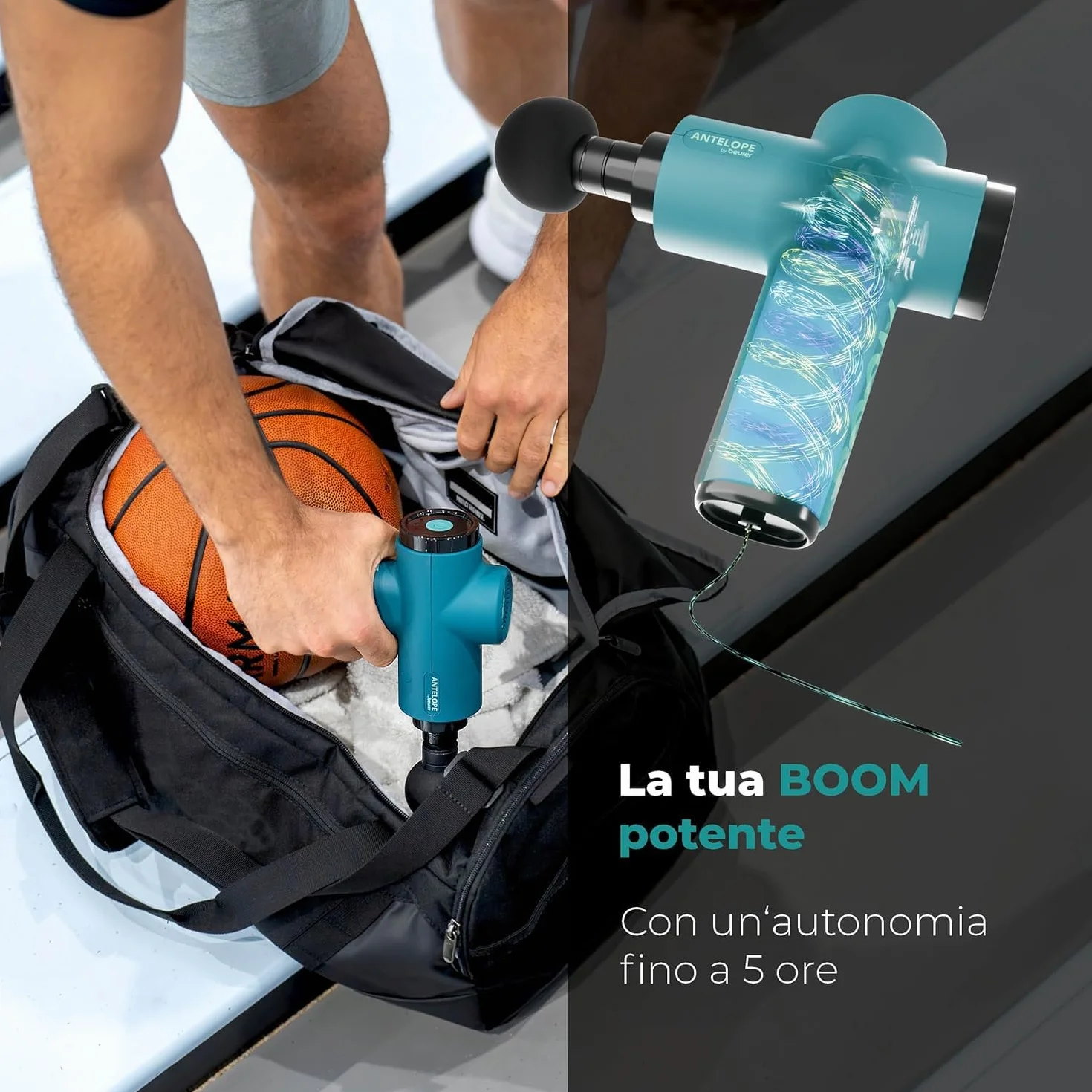 Beurer BOOM Pistola per Massaggio Muscolare compatta 4 accessori 5 livelli