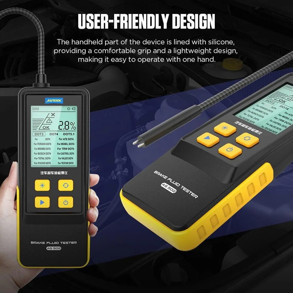 Tester di qualità dell'olio motore,Tester olio motore benzina e diesel,Strumento di analisi diagnostica ad alta precisione con sonda lunga, Display temperatura e trasmissione dell'olio, Schermo