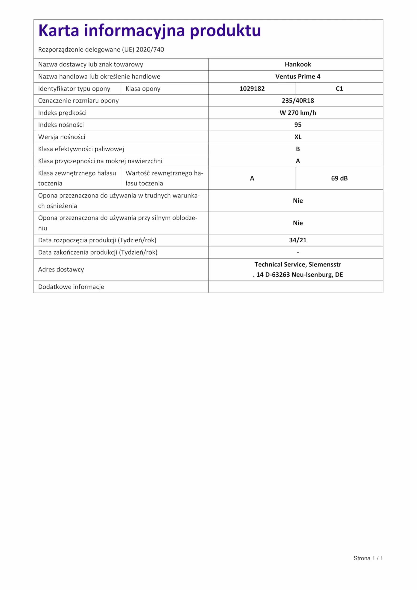 Hankook K135 235/40WR18 XL 95W