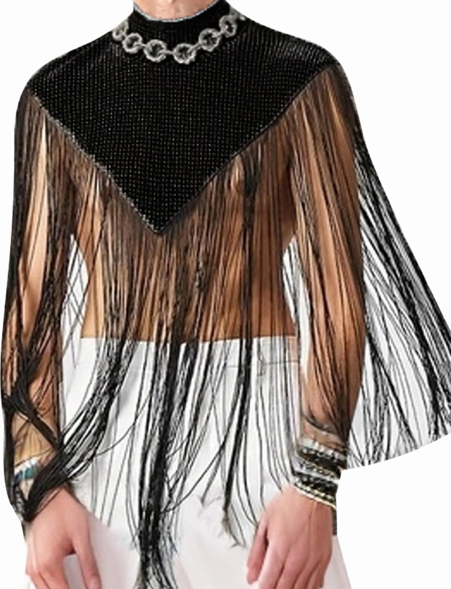 AIEOE Maglia da uomo trasparente Top Sexy Clubwear Manica Lunga Pizzo Shirt