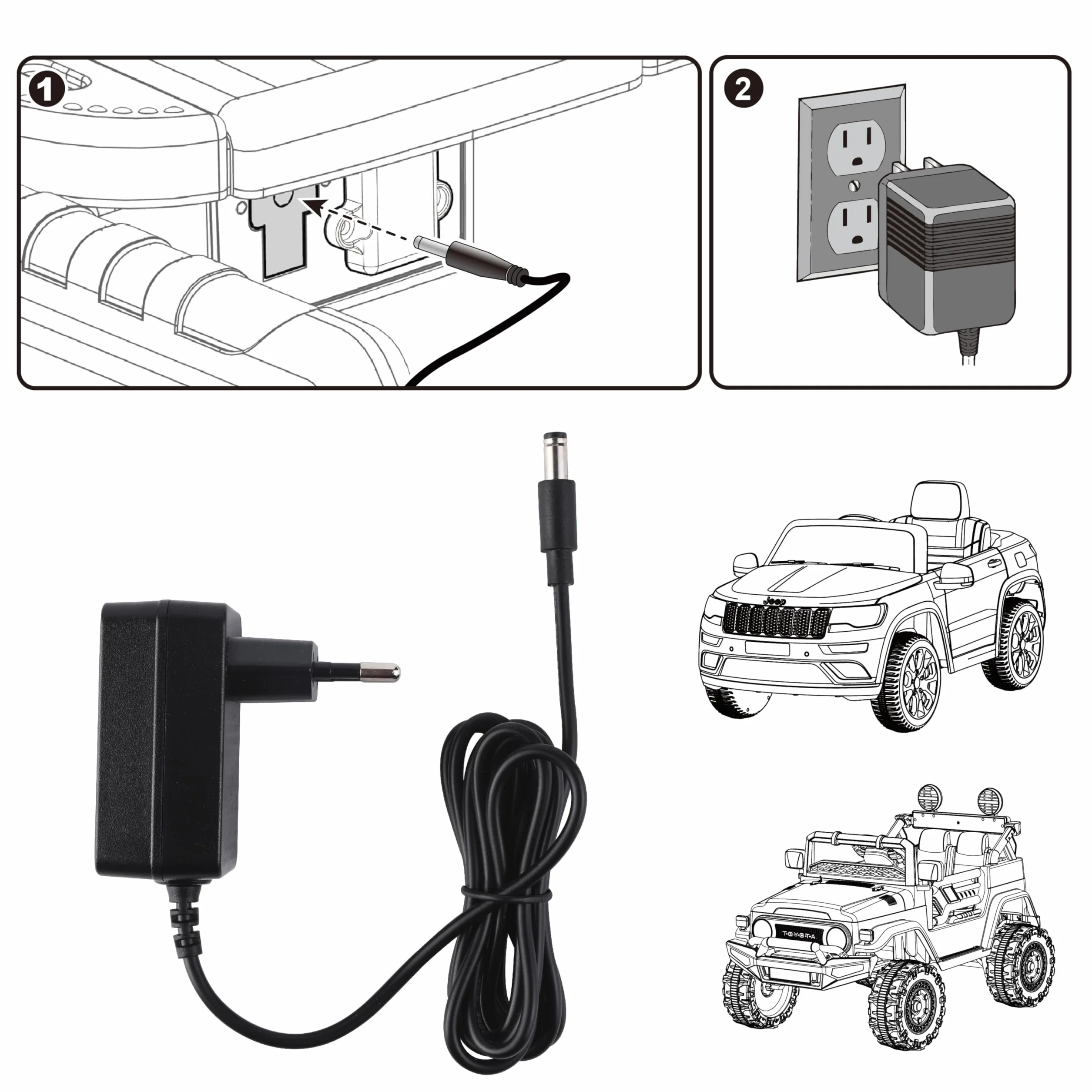 Caricabatterie 12V 1A per auto elettriche giocattoli bambini SUV ATV Jeep