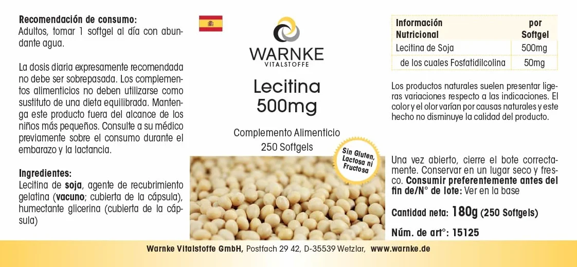 Lecitina 500mg 250 Softgel Warnke Vitalstoffe