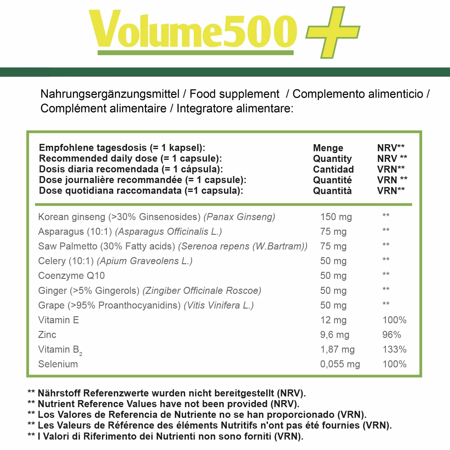 Aumento dello sperma 5 Volume500: Pillole per aumentare la quantità