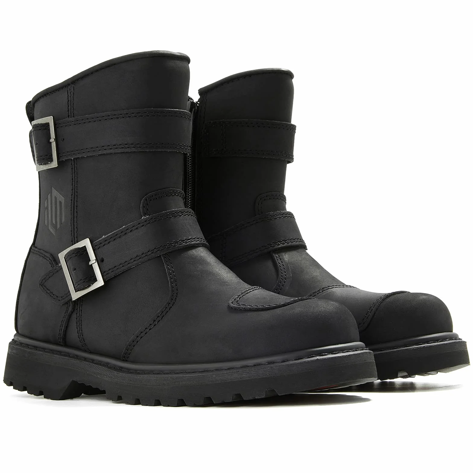 ILM Stivali Moto Uomo Donna Motocross in Pelle Nero con Cerniera Laterale M1005